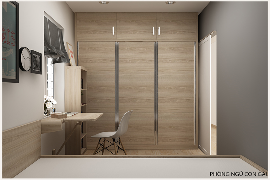 Thiết kế nội thất chung cư 24m2 với 2 phòng ngủ nhà Ms Quý
