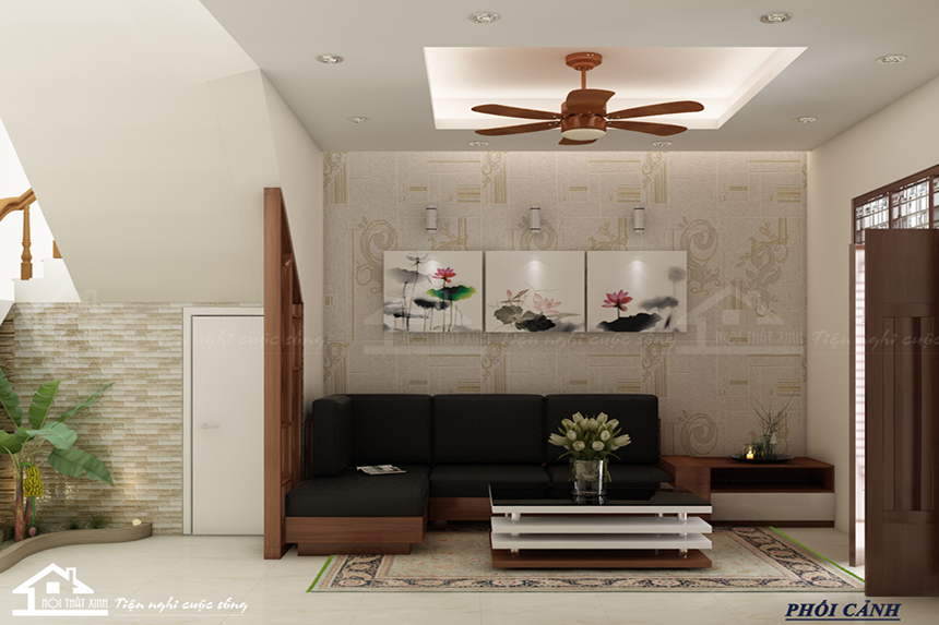 Thiết kế nội thất phòng khách nhà phố 20m2 nhà Mr Hào