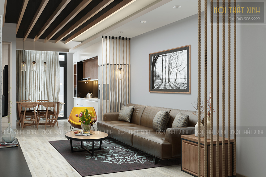 Thiết kế nội thất căn hộ 85m2 ấn tượng theo phong cách Rustic