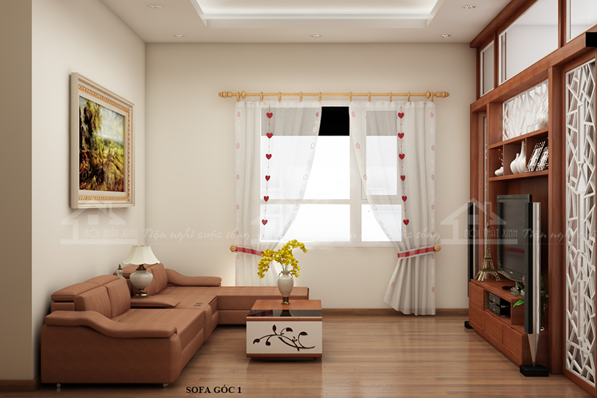 Thiết kế nội thất phòng khách 25m2 nhà Ms Minh gam màu nâu ấn tượng
