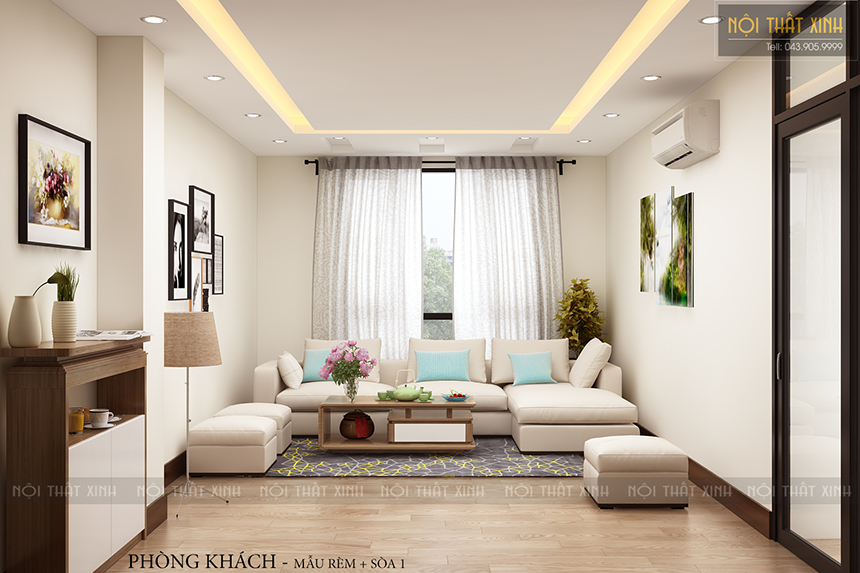 Thiết kế nội thất phòng khách nhà phố sang trọng tràn ngập ánh sáng tự nhiên