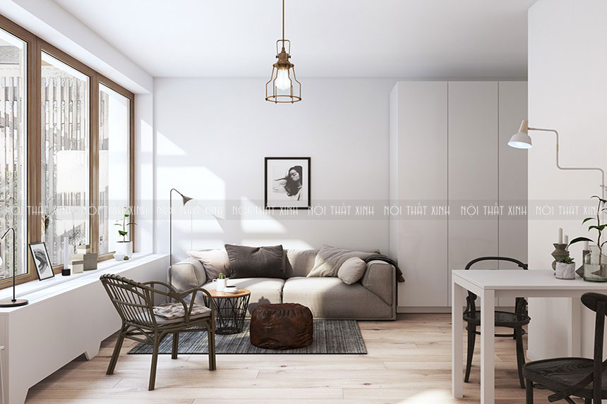 Ngắm 2 mẫu thiết kế nội thất phòng khách đẹp với màu trắng chủ đạo