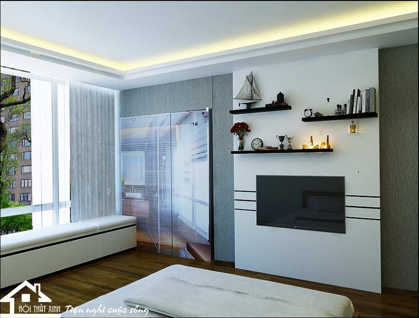Một góc phòng ngủ trong không gian nội thất chung cư nhà Chị Yến