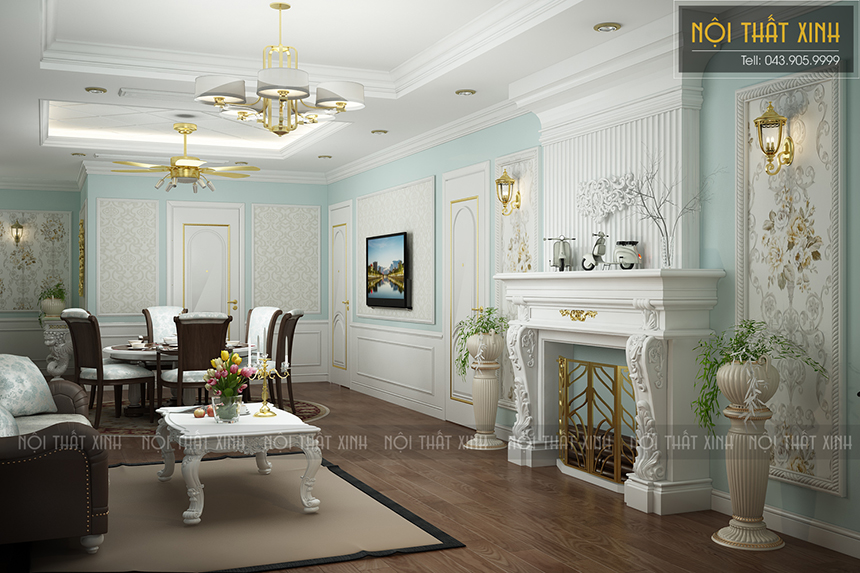 Thiết kế nội thất căn hộ phong cách cổ điển tại chung cư Hoàng Cầu
