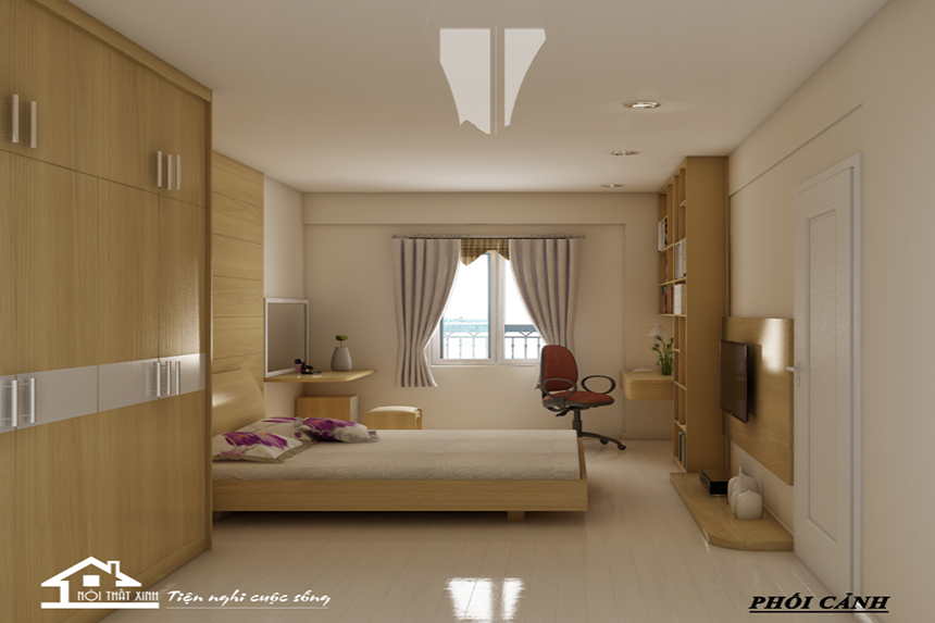 Thiết kế nội thất phòng ngủ Ms Thảo với nội thất gỗ