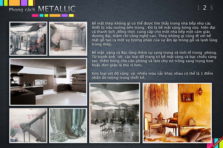 Phong cách thiết kế nội thất Metallic, Art Deco,Minimalism,Vintage,Renaissance