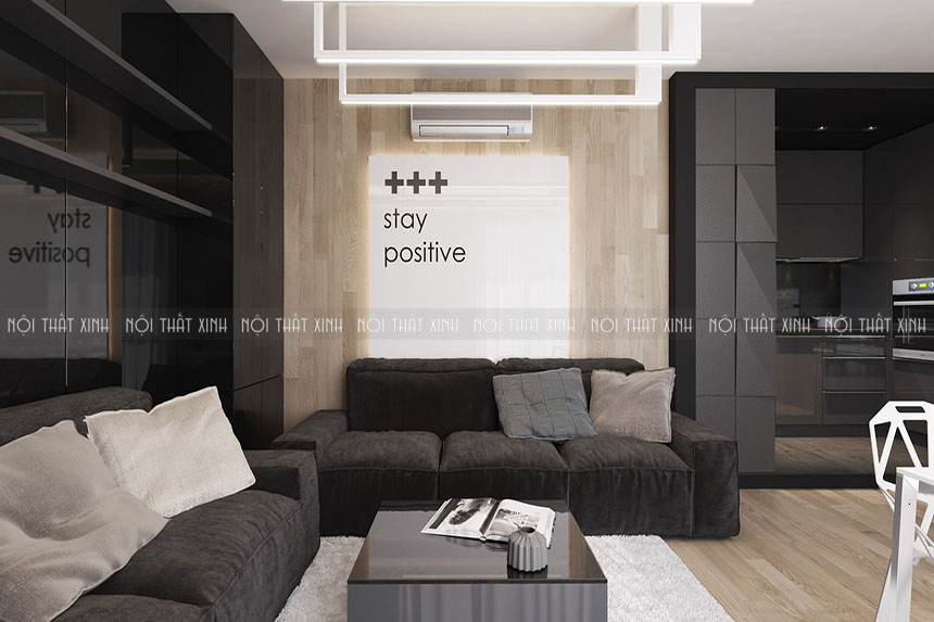 Phòng khách đặc biệt với thiết kế nội thất sử dụng màu đen