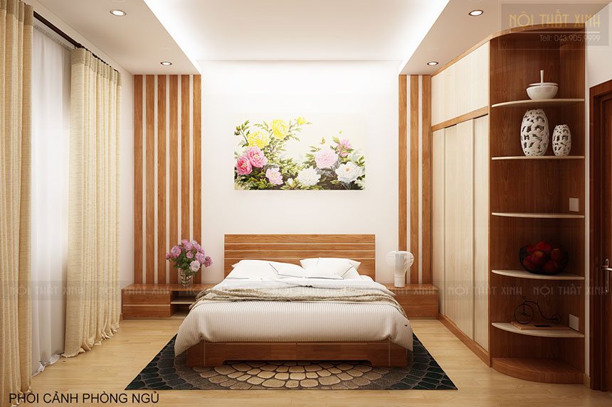 Thiết kế nội thất chung cư 70m2 nhà Mr.Bình với nội thất gỗ