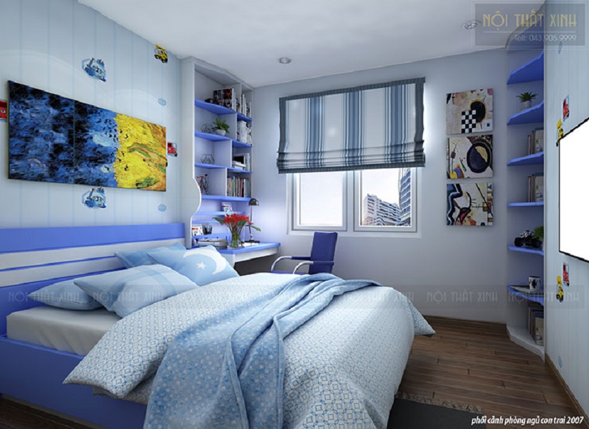 2 mẫu thiết kế phòng ngủ cho bé trai kết hợp sắc xanh dương năng động