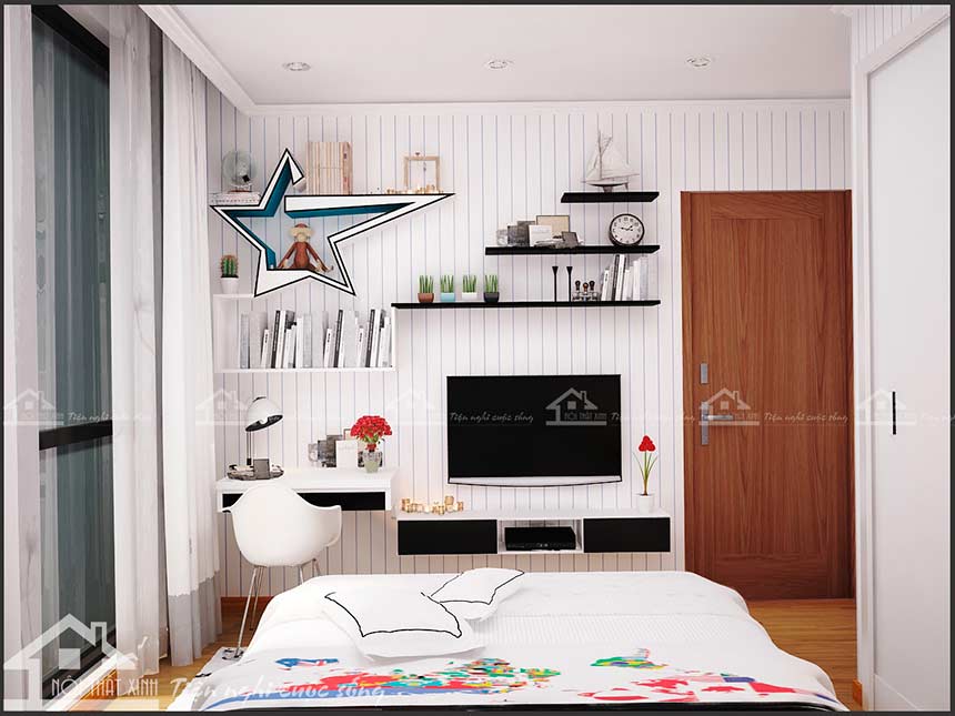 Mẫu thiết kế nội thất phòng ngủ chung cư hiện đại, phong cách