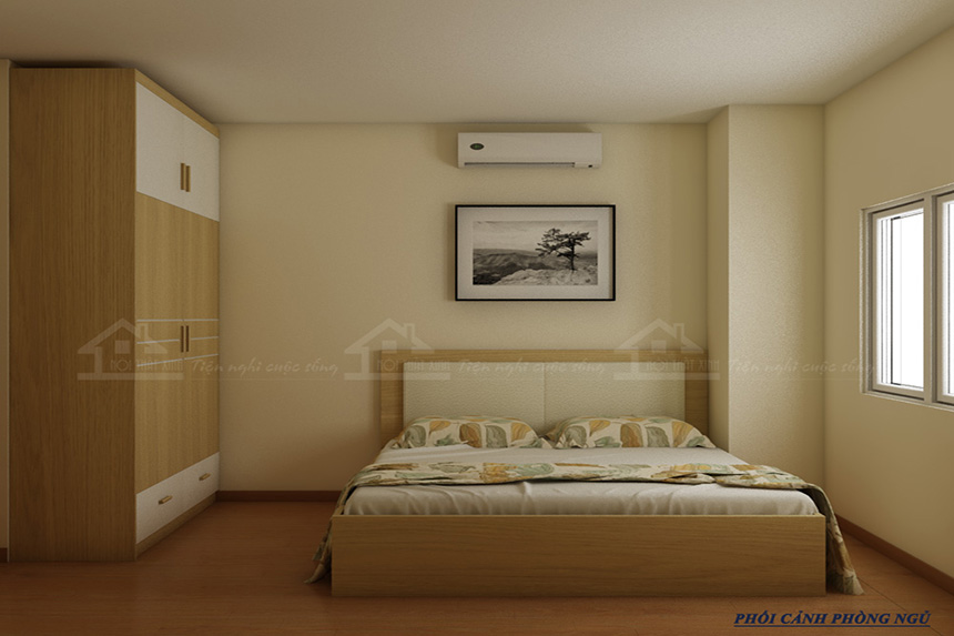 Thiết kế nội thất phòng ngủ 15m2 nhà Mr Tùng với gam màu gỗ