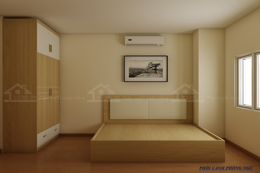 Thiết kế nội thất phòng ngủ 15m2 nhà Mr Tùng với gam màu gỗ