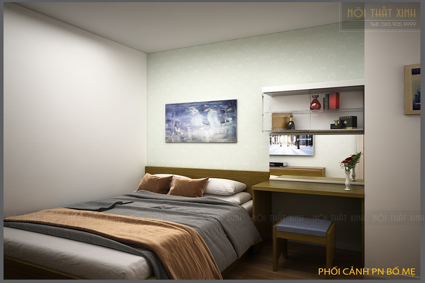 Thiết kế nội thất phòng ngủ 85m2 tiện nghi tại chung cư Mipic Long Biên