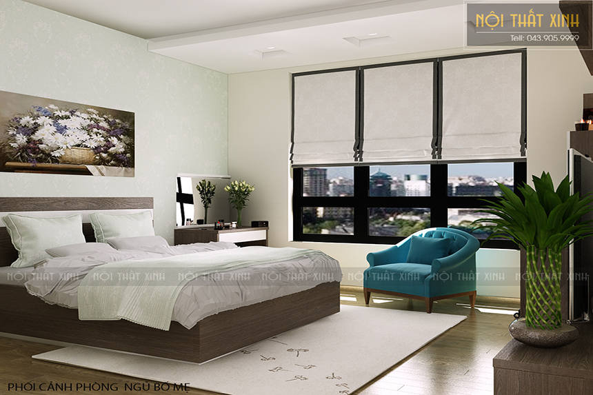 Thiết kế nội thất phòng ngủ nhỏ đẹp với gam màu trắng