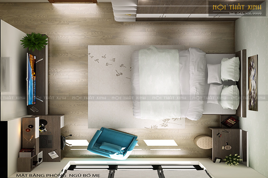 Thiết kế nội thất phòng ngủ nhỏ đẹp với gam màu trắng