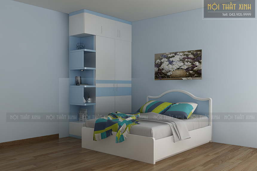 2 mẫu thiết kế phòng ngủ con gái kết hợp sắc xanh tươi mát