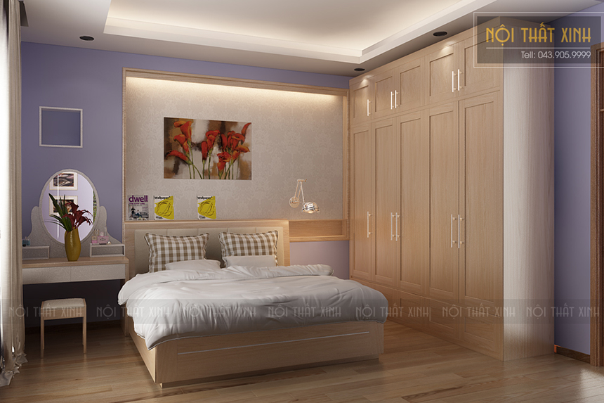 Thiết kế phòng ngủ nhỏ với nội thất gỗ