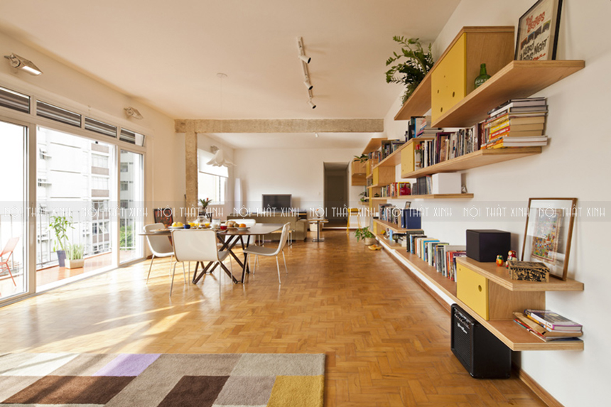 Sắc vàng nổi bật trong mẫu thiết kế nội thất chung cư đẹp