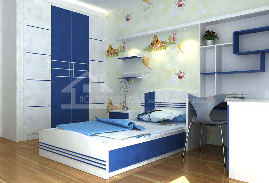 Màu xanh cho nội thất phòng ngủ chung cư
