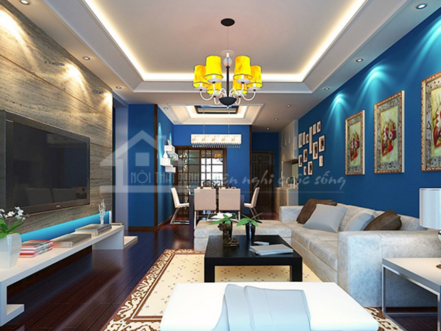màu xanh trong thiết kế nội thất chung cư