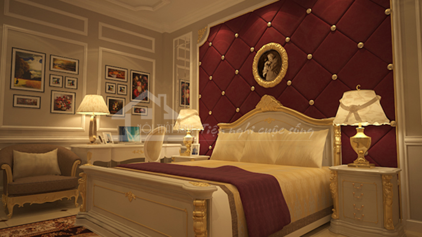 phòng ngủ biệt thự mang phong cách cổ điển