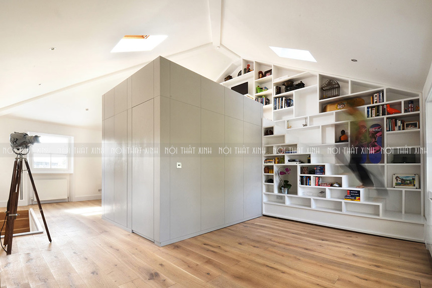 Thiết kế nội thất căn hộ gác mái với không gian sống tiện nghi