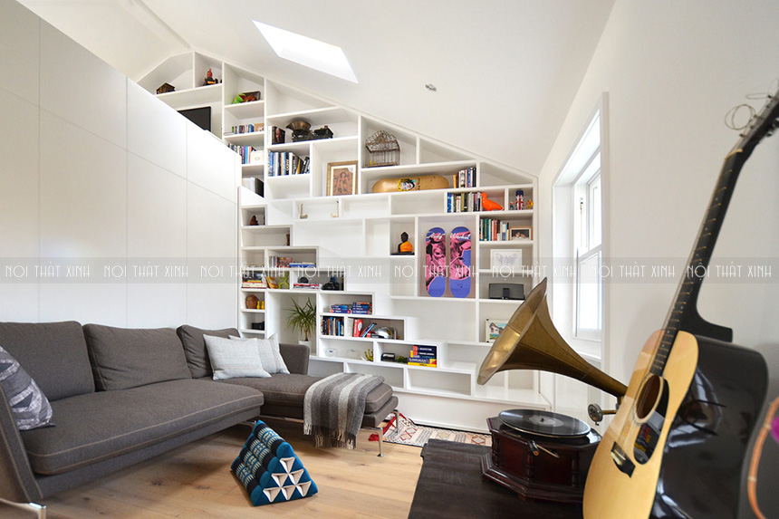 Thiết kế nội thất căn hộ gác mái với không gian sống tiện nghi