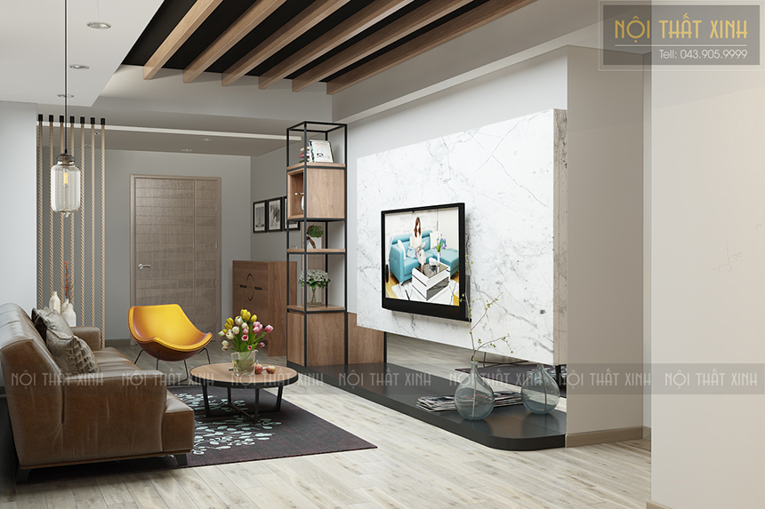 Thiết kế nội thất căn hộ đơn giản, mộc mạc nhà Mr.Hải, Định Công