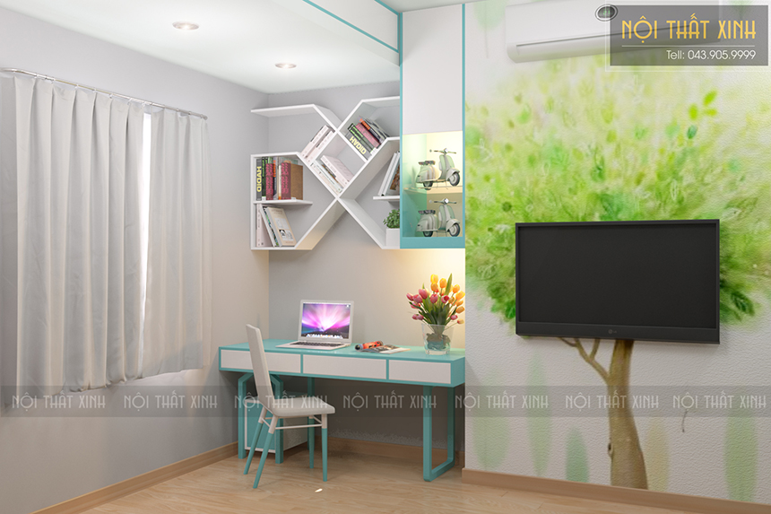 Thiết kế nội thất căn hộ đơn giản, mộc mạc nhà Mr.Hải, Định Công