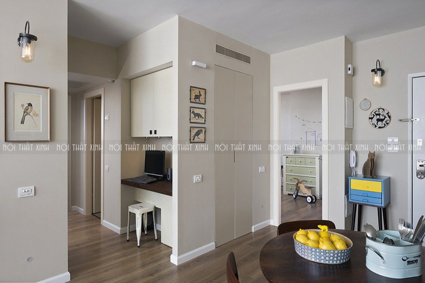 Căn hộ nhỏ 2 phòng ngủ tiện nghi với thiết kế nội thất chung cư hiện đại