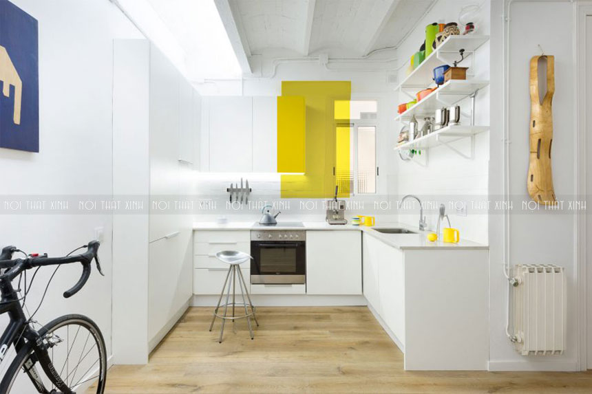 Thiết kế nội thất chung cư nhỏ 50m2 màu sắc, kiến trúc dọc