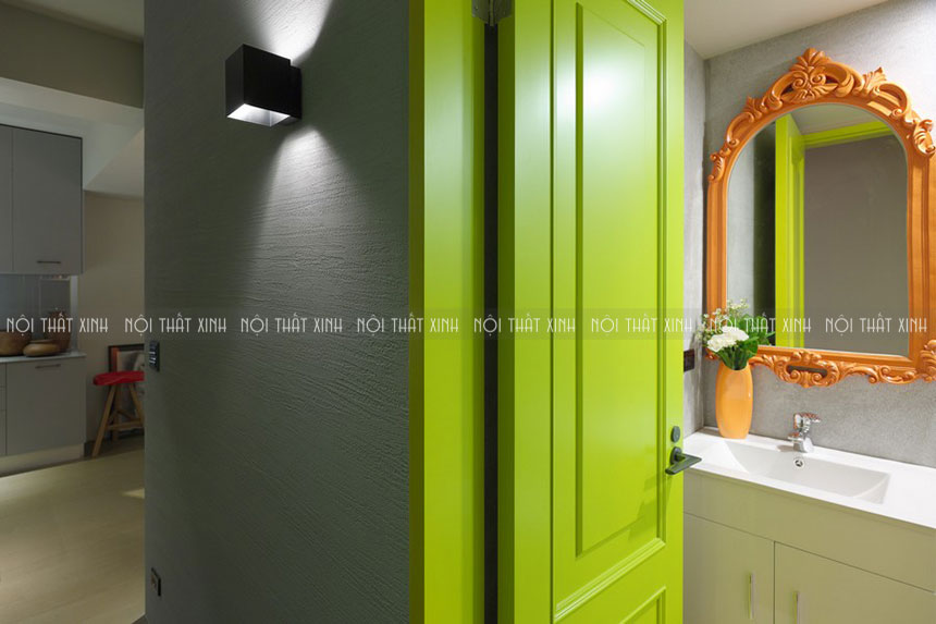 Sự sáng tạo trong thiết kế nội thất chung cư với mảng màu sắc nhấn ấn tượng