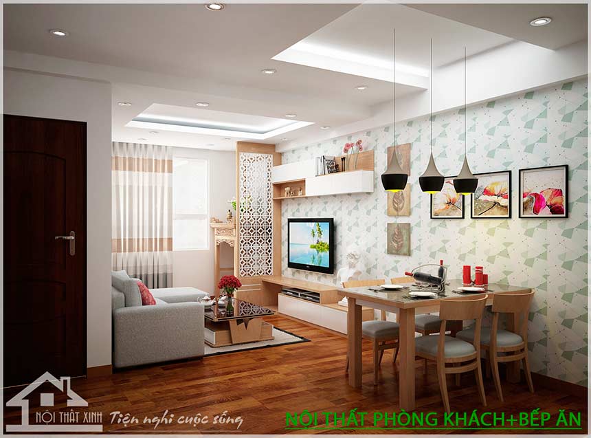 Thiết kế nội thất chung cư 80m2 tại CT5 Hồng Hà Eco City