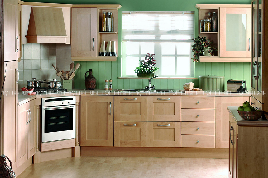 Thiết kế nội thất gỗ cho phòng bếp nhà phố tiện nghi