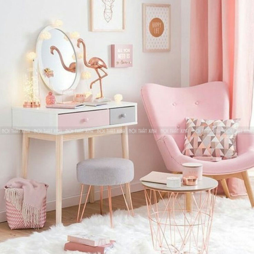 Thiết kế nội thất đẹp với sắc màu hồng tươi trẻ