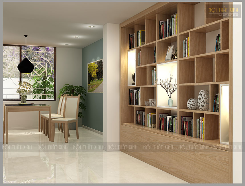 Thiết kế nội thất phòng khách và bếp hiện đại cho nhà phố 76m2