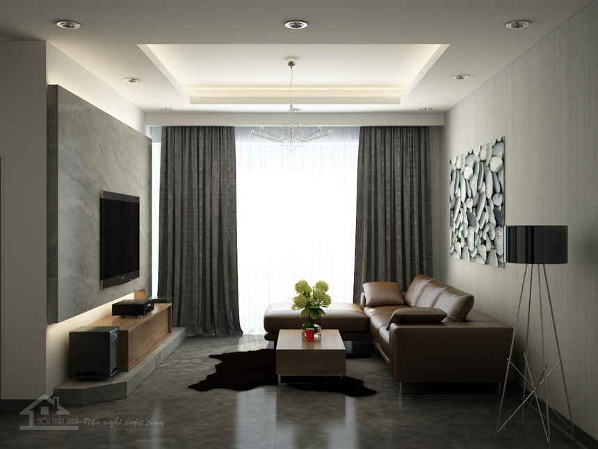 Thiết kế nội thất phòng khách hiện đại diện tích 25m2