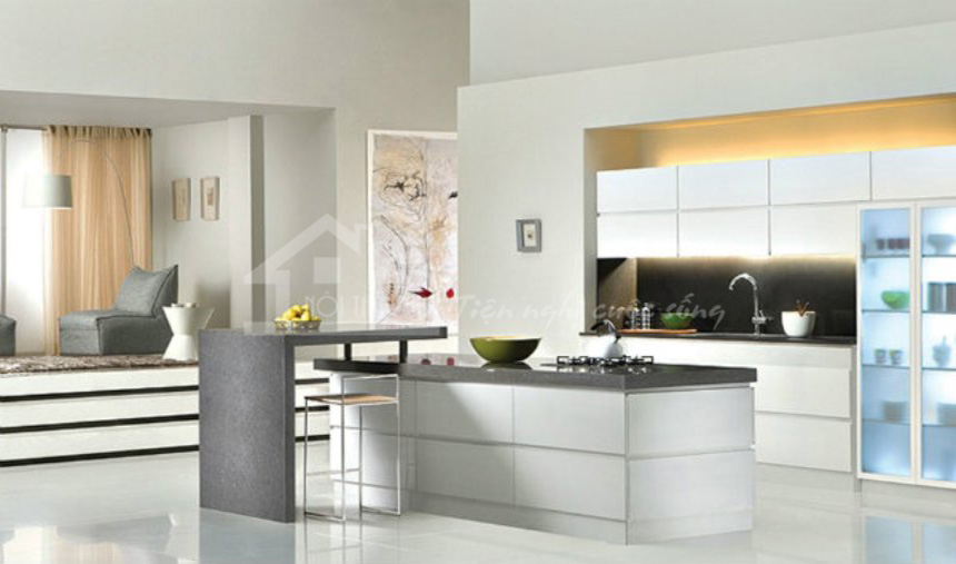 Thiết kế nội thất phòng bếp không gian rộng