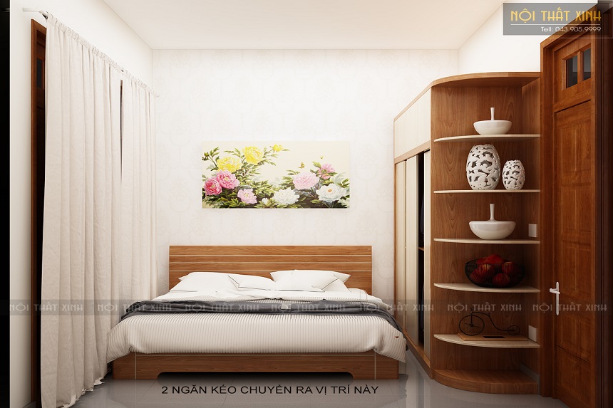 Thiết kế nội thất phòng ngủ 10m2 hiện đại, màu sáng