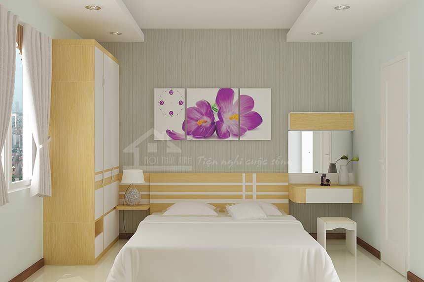 Thiết kế nội thất phòng ngủ chung cư đẹp 24m2 tại Linh Đàm