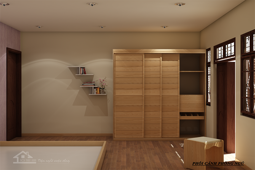 Thiết kế nội thất phòng ngủ 25m2 nhà Ms.Phương