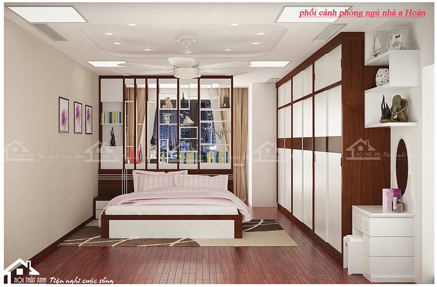 Thiết kế nội thất phòng ngủ 30m2 đơn giản mà tiện nghi tại Royal City