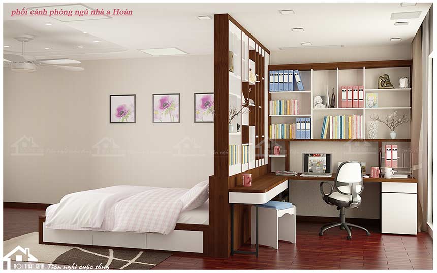 Thiết kế nội thất phòng ngủ 30m2 đơn giản mà tiện nghi tại Royal City