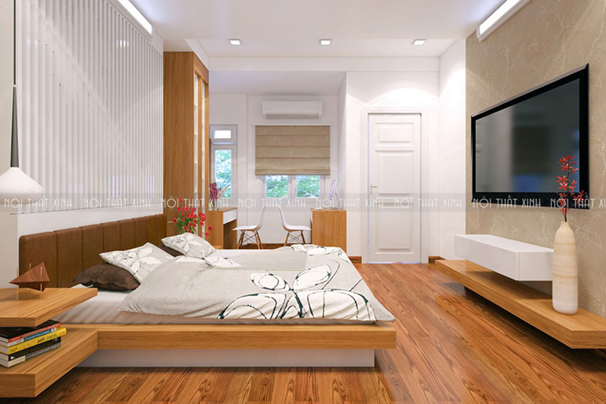 Thiết kế nội thất phòng ngủ đẹp hài hòa ánh sáng