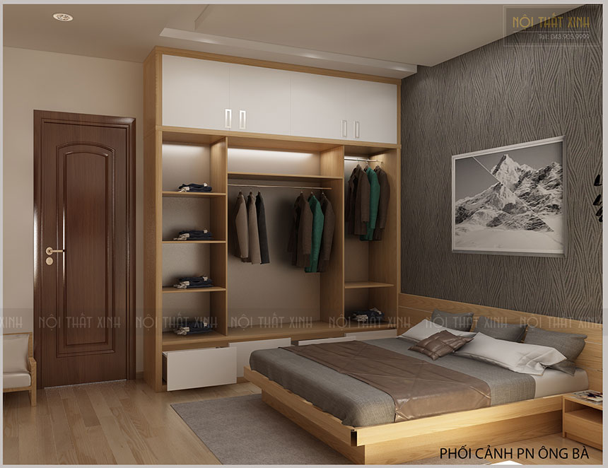 Thiết kế nội thất phòng ngủ hiện đại, màu trầm cho người cao tuổi