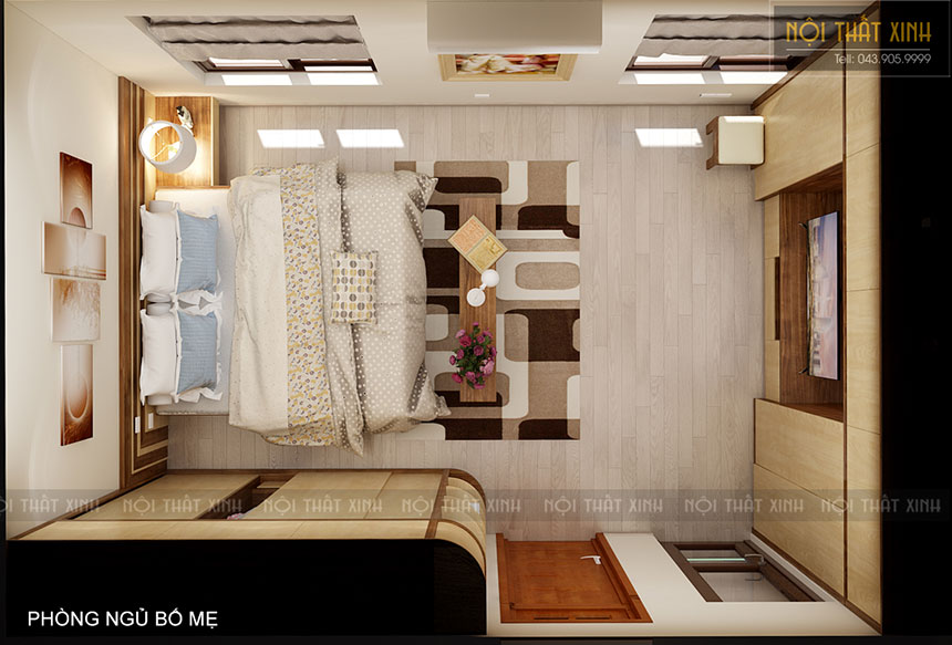 Thiết kế phòng ngủ nhỏ cho vợ chồng hiện đại, thoáng hơn