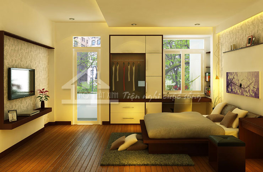 Thiết kế nội thất phòng ngủ nhỏ đơn giản, ấm áp