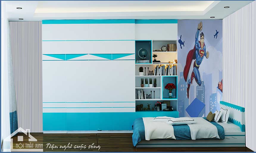 Thiết kế nội thất phòng ngủ trẻ em 22m2 phong cách