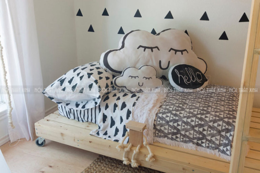 Thiết kế nội thất phòng ngủ trẻ em với hình tam giác