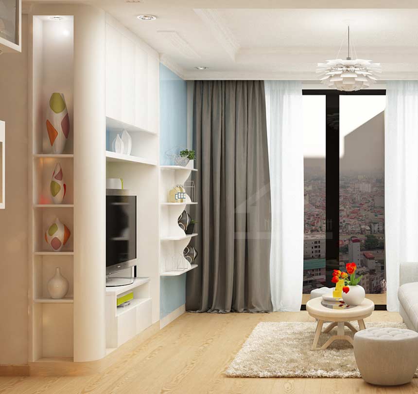 Không gian nội thất phòng khách được thiết kế nội thất thông minh, tinh tế
